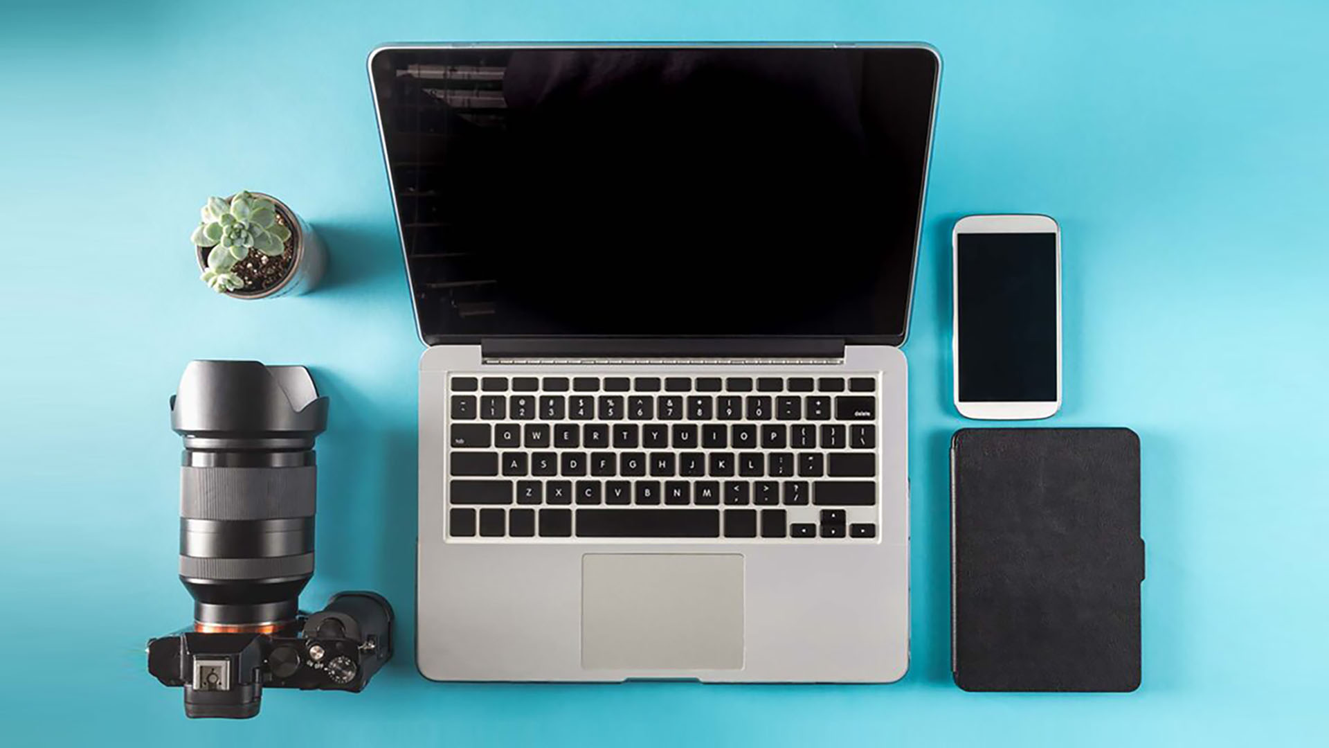 Laptop, camera, smartphone and tablet